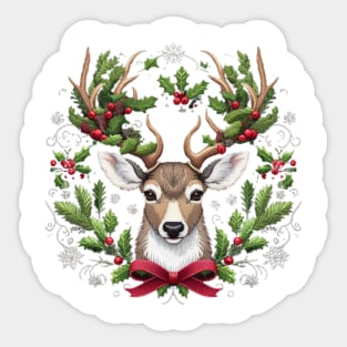 Christmas Reindeer embroidery style 01 Sticker